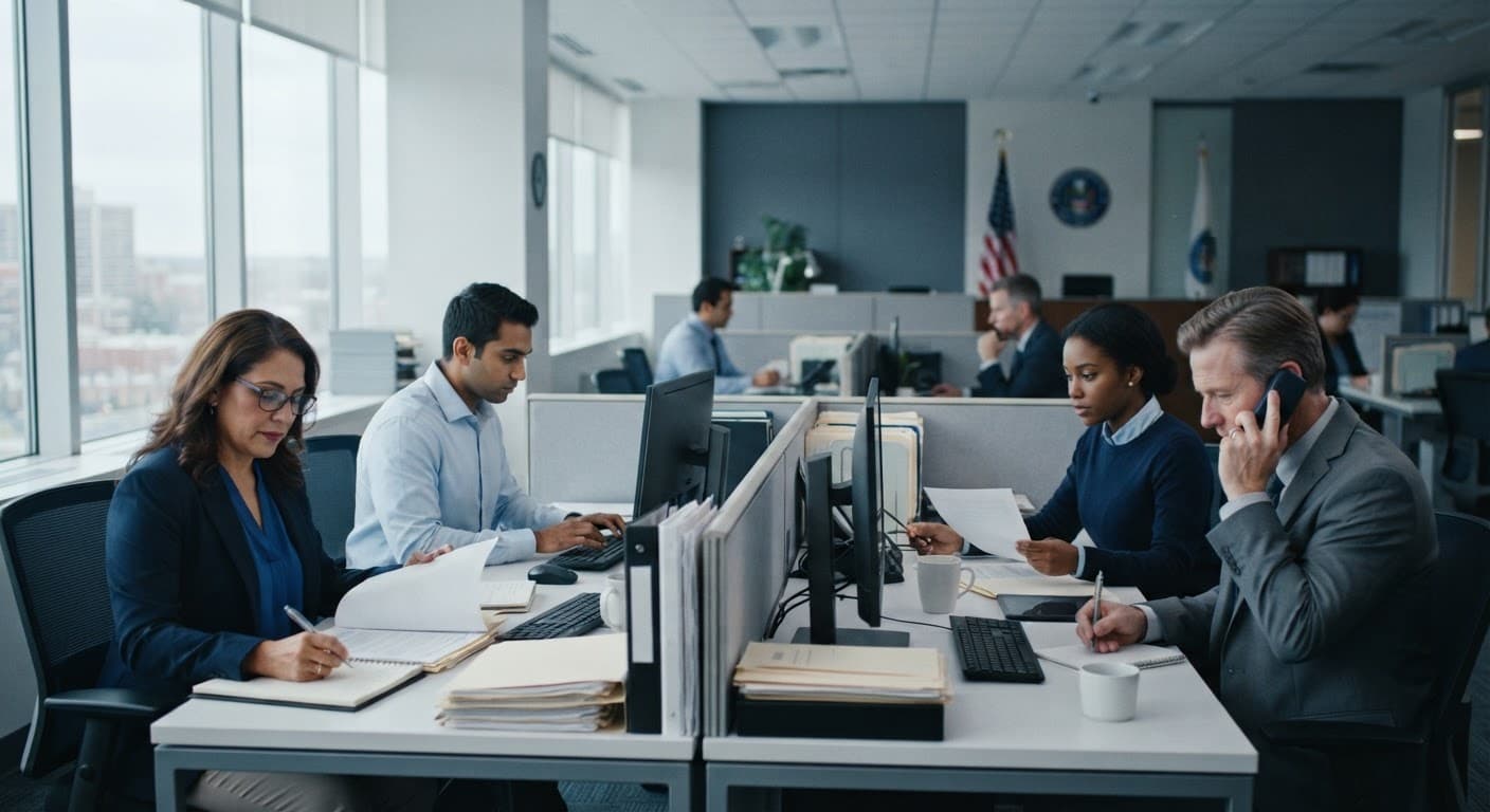 Government office employees at work